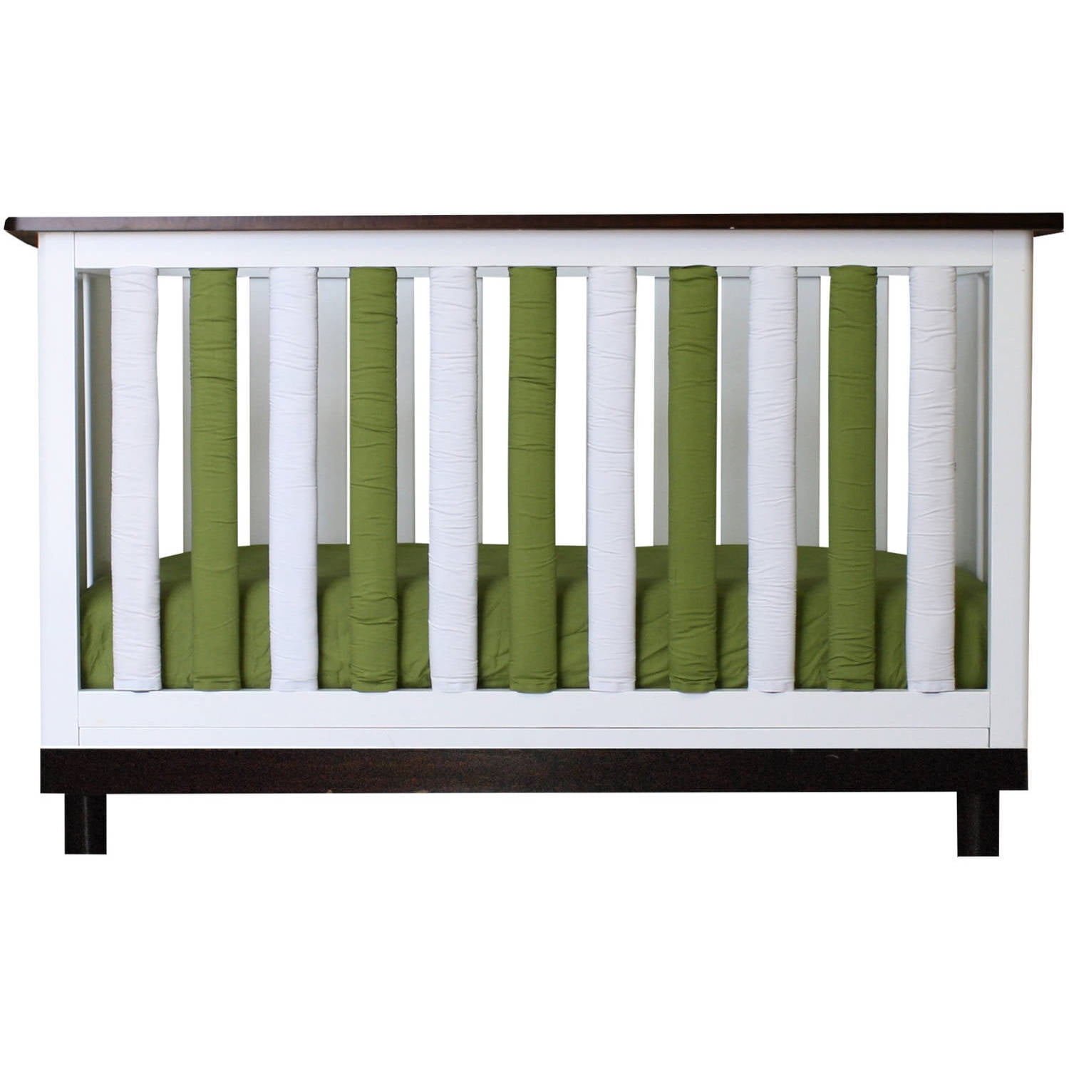 PURE Safety Vertical Crib Liners in Sage & White Reversible Cotton