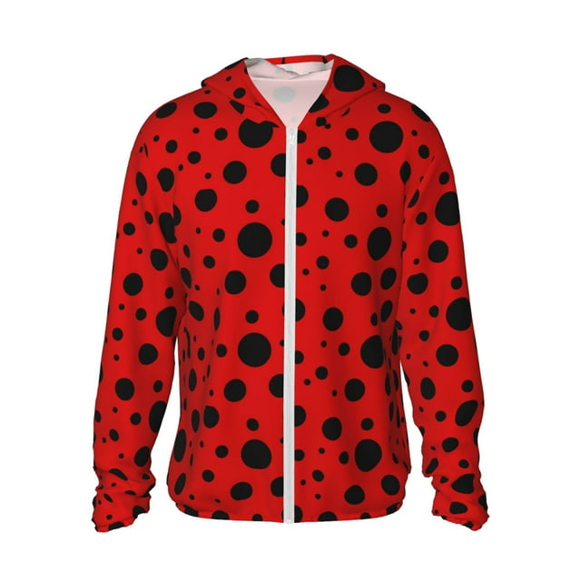Vsdgher Ladybug Pattern Print Adult Hoodie Shirts Rash Guard for Men Women,Long Sleeve Sun Protection Fishing Shirts for Athletic Running Swim-XX-Large