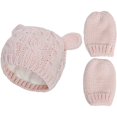 thumbnail image 2 of Conjunto de gorro y guantes para bebé, gorro de punto suave para recién nacidos, niñas y niños, 2 of 5