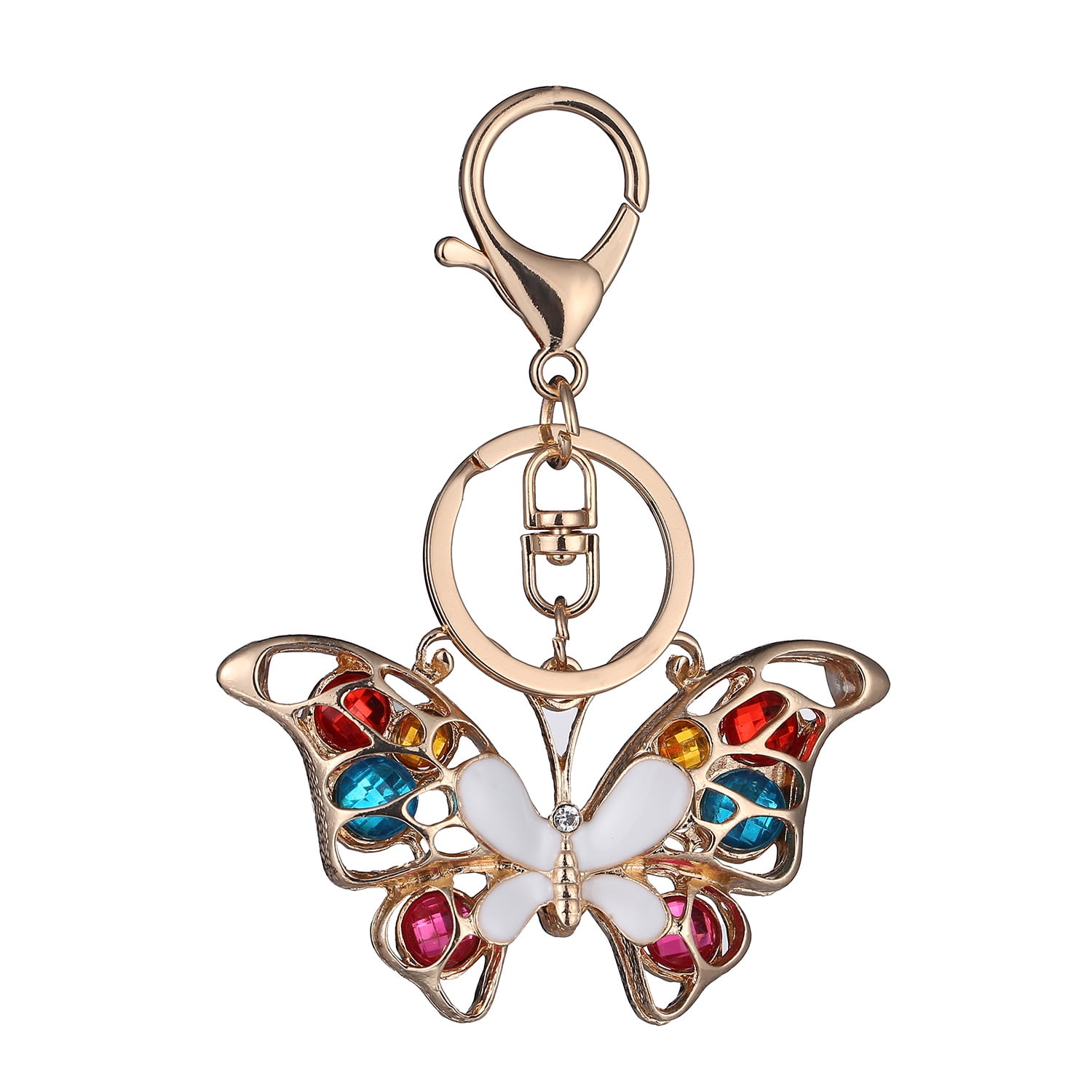 Car Crystal Butterfly Charm Jewelry Lovely Keyring Pendant Key Ring Keychain 