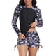 thumbnail image 5 of Trajes de baño para mujer traje de baño traje de baño dividido para mujer conjunto de traje de baño de dos piezas para mujer traje de surf de manga larga traje de buceo bikini negro 2XL, 5 of 9