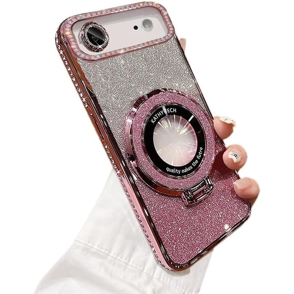 Bling Glitter Phone Case Compatible with iPhone 17 Air, Kickstand Camera Lens Protector Soft Cover Sparkling Rhinestone Case