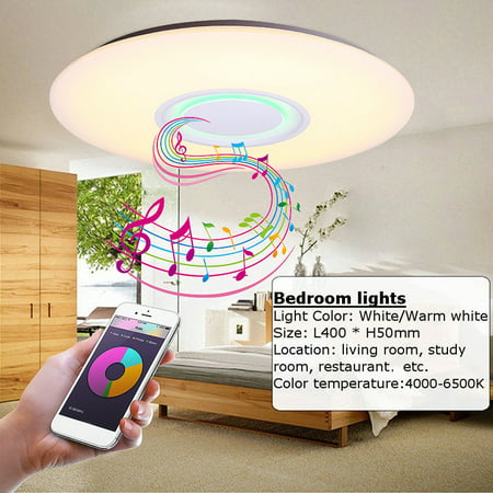 24w Modern Blue Tooth Music Led Ceiling Light Color Changing Flush Mount Ceiling Light Lamp With Music Blue Tooth Speaker App Remote Control Home