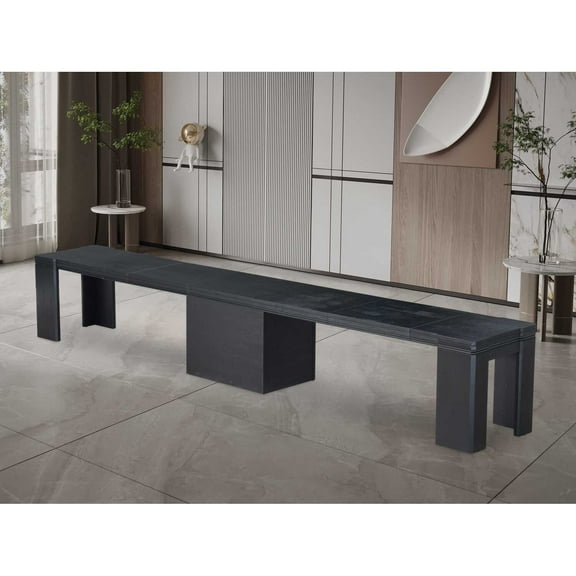 East West Furniture Xtenczar Extendable Modern Bench in Black Finish