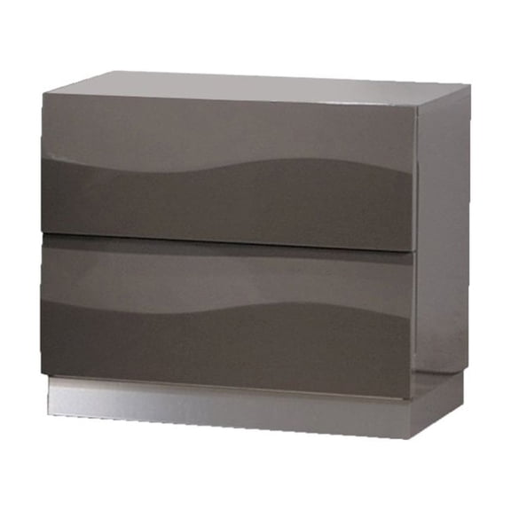 Chintaly Contemporary High Gloss 2-Drawer Nightstand