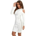 thumbnail image 5 of BEAUKEY Women's Long Sleeve Bandage Dresses Hollow Out Mesh Runway M Bodycon Party Club Maxi, 5 of 6