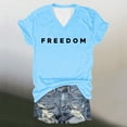 thumbnail image 5 of Freedom T Shirt Women V Neck Short Long Sleeve Letter Prints Basic Top Fashion Tee Breathable Stretch Classic Casual Comfort Fit Daily Wear, 5 of 5
