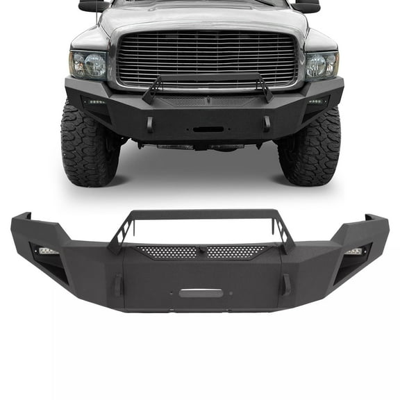 KOJEM Front Bumper, Fit for 2003 2004 2005 Dodge Ram 2500 3500 w/Winch Plate   LED Lights