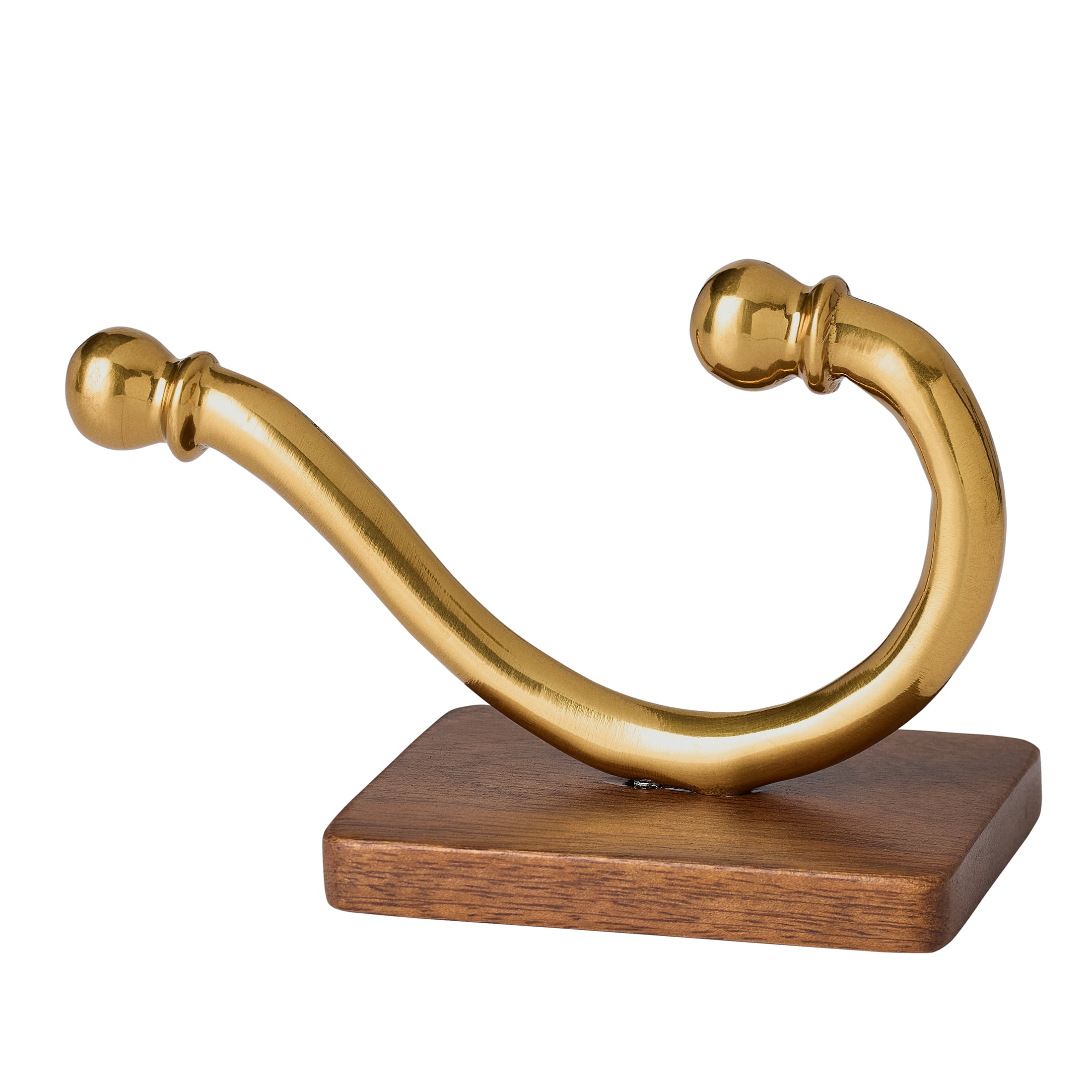 Better Homes & Gardens Modern Heirloom Single Wall Hook, Walnut Wood/Heritage Gold Finish