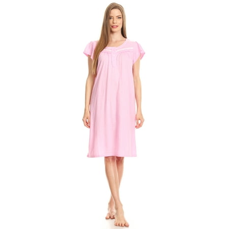 

Lati Fashion Women Nightgowns Short Sleeve Female Nightgowns & Sleepshirts Pink M