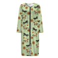 thumbnail image 3 of Yuyamidu Horse Long Sleeve Robes for Women Sunflower Crewneck Loungewear Casual Ladies Bathrobe Sleepwear Green Mid-Length Night Robe Size S Comfy Zipper Front Housecoat, 3 of 7