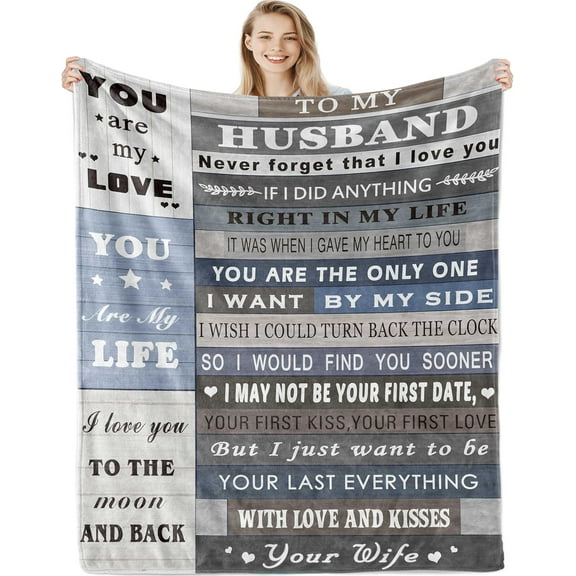 Birthday Gifts for Husband from Wife, Husband Gifts, Wedding/Cool Anniversary Ideas Gifts for Husband/Men, Unique Birthday Gift for Husband, Best Husband Ever Gifts, to My Husband Blanket 50"X60"