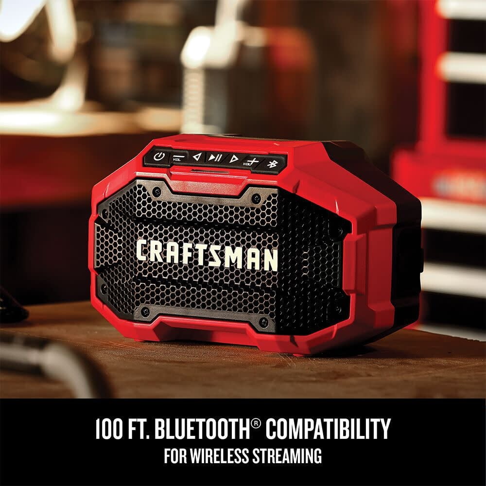 CRAFTSMAN CMCR001BR V20 Lithium-Ion Cordless Bluetooth Speaker, 2 3'', Smartphone Compatible