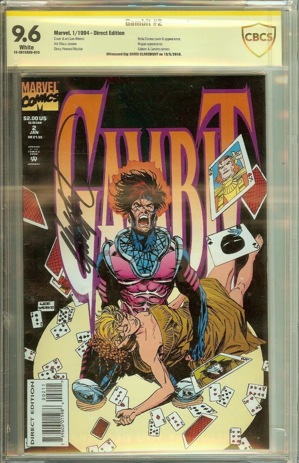 Gambit #2 Limited Series CGC 9.6 Signed Chris Claremont