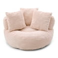 thumbnail image 4 of Aukfa 45" Oversized Round Bean Bag Chair, Deep Seat Lounger with 3 Pillows, No Assembly Sofa, Pink, 4 of 8