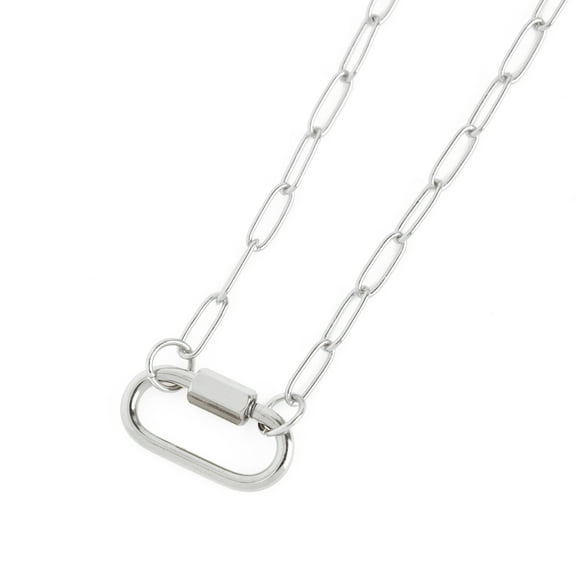 Cousin DIY Silver Paperclip Chain with Carabiner Pendant, 18" 3" Extender, Metal, Adult, 69995781
