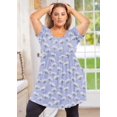thumbnail image 4 of SHOWMALL Women's Plus Size Tunic Short Sleeve Blue Dandelion 0X Crewneck Shirt Top Summer Maternity Flowy Loose Fit, 4 of 7