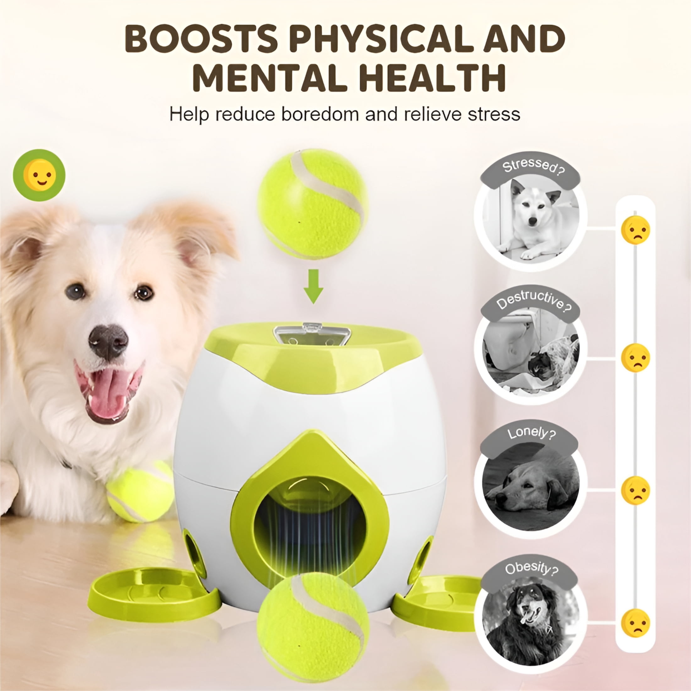BESTSKY Dog Ball Thrower Launcher with Food Reward for Interactive Play & Training Ball Launcher for Dogs