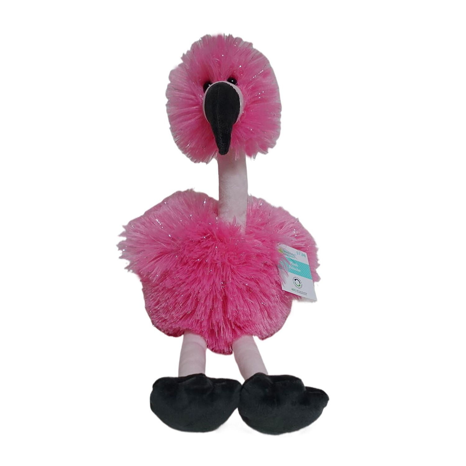 WAY TO CELEBRATE Medium Plush Fuzzy Flamingo, rose, 18 pouces