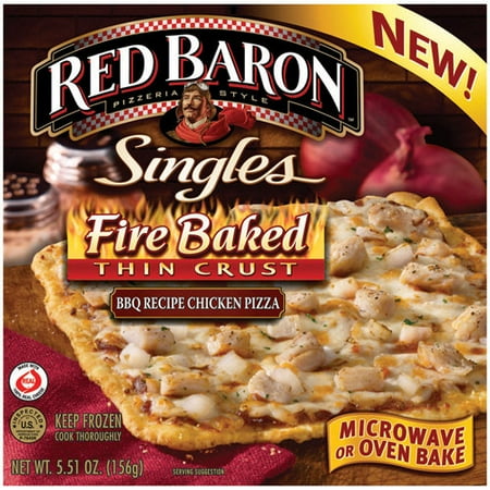 Red Baron Fire Baked Thin Crust BBQ Chicken Pizza Singles, 5.51 oz