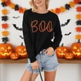 Round Boo Whoinshop Women Casual Halloween Sweaters Long Sleeve Round Neck Boo ...