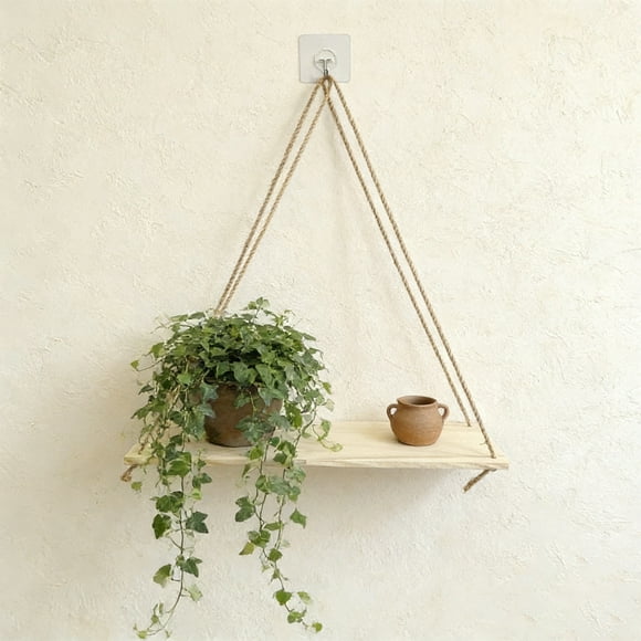 Estantería Colgante Rústica - Estante de Almacenamiento y Decoración de Pared, Blanco MNFD