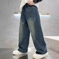 thumbnail image 2 of UACY Boys Baggy Jeans for Kids Wide Leg Cargo Jeans, Loose Fit Wide Leg Elastic Waist Denim Pants Y2K Streetwear ﻿ (Blue, 7-9 Years), 2 of 9