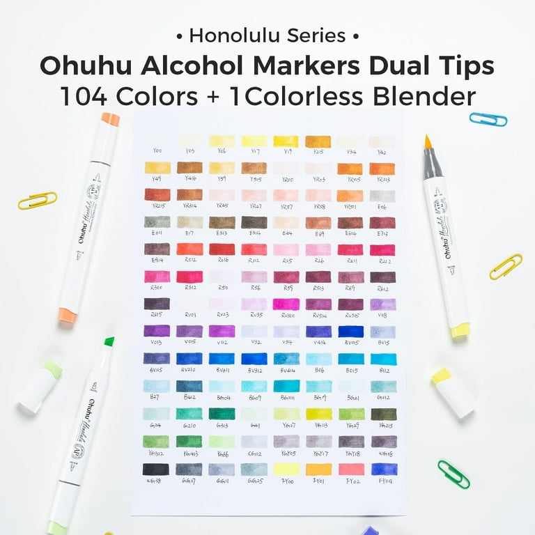 Ohuhu 216 Colors & 104 Colors Alcohol Markers- Chisel and Brush