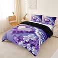 thumbnail image 2 of jejeloiu Purple Floral Ocean Bedding For Girls,Heart Print Duvet Cover Full,Multicolor,Black Reversible,3-Piece,1 Duvet Cover and 2 Pillowcases, 2 of 6