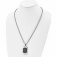 thumbnail image 4 of Stainless Steel Brushed With Black Leather Inlay Dog Tag 24In Necklace Made In China -Jewelry By Sweet Pea, 4 of 7