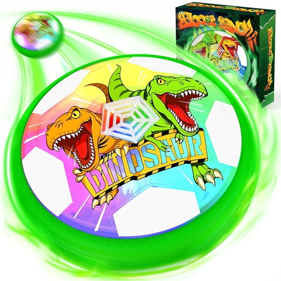 Woucmuy Hover Soccer Ball with LED Lights and Foam Bumper, Dinosaur Air Floating Football Toy for Kids Ages 3-12, 1-Piece Indoor Outdoor Birthday Gift