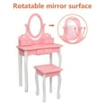 thumbnail image 5 of Zimtown Girls Wooden Makeup Desk w/ 3 Drawers,Kids Vanity with Mirror,Stool,Pink, 5 of 9