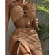 thumbnail image 4 of MKLEKYY Trajes De Baño Mujer Control Abdomen Women'S 3 Piece Bathing Suits Ring Bikini Set With Cover Up Skirt, 4 of 4