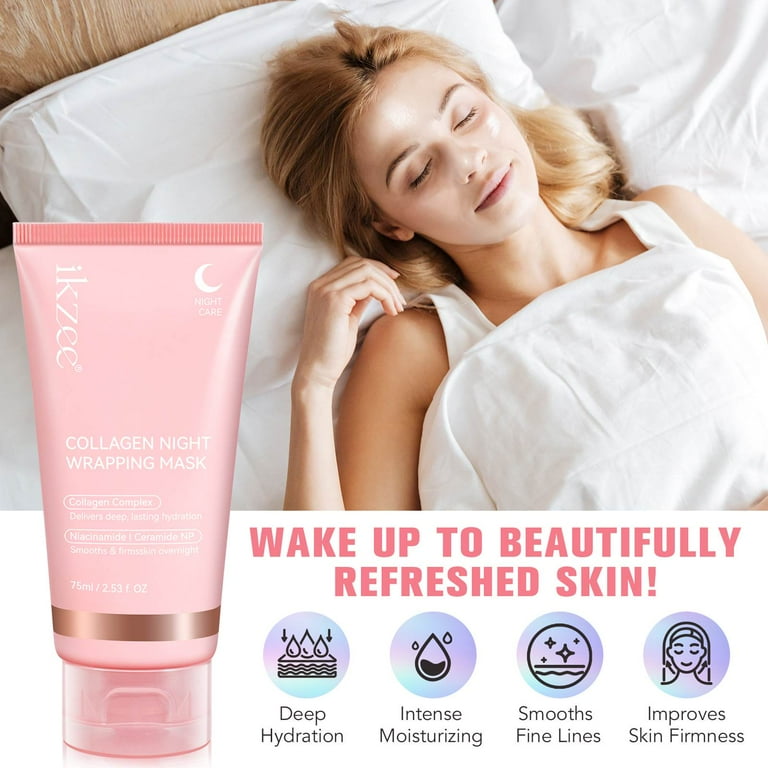 ikzee Collagen Night Wrapping Mask 2-Pack, Overnight Sleeping Mask