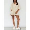 thumbnail image 2 of Biekopu Women Summer Shorts Jumpsuit,Solid Color Buttons Baggy 3/4 Sleeve Playsuit Casual Rompers Clubwear, 2 of 9