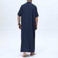 thumbnail image 6 of JAJAHO Mens Kaftan Abaya Thobe Traditional Clothes Short Sleeve Quarter Zip Stand Collar Long Robe Loose Fit Arab Thobe With Pocket, 6 of 8