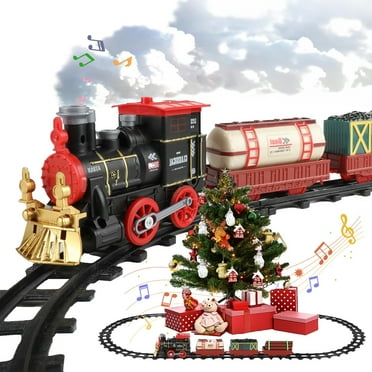Petbank Train Set Toy for Kids, Electric Train Toy with Steam Engine, Cargo Car and Tracks, Light & Sounds, Train Model Toys Set, Best Christmas Gift for  Boys & Girls Aged 3 