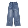 thumbnail image 4 of ZACPNCV Teen Youth Casual Wide Leg Jean Pants for Girls Put On Denim Pants Bow Embroidery Trouser Girl Clothing Blue 10-12 Years, 4 of 9
