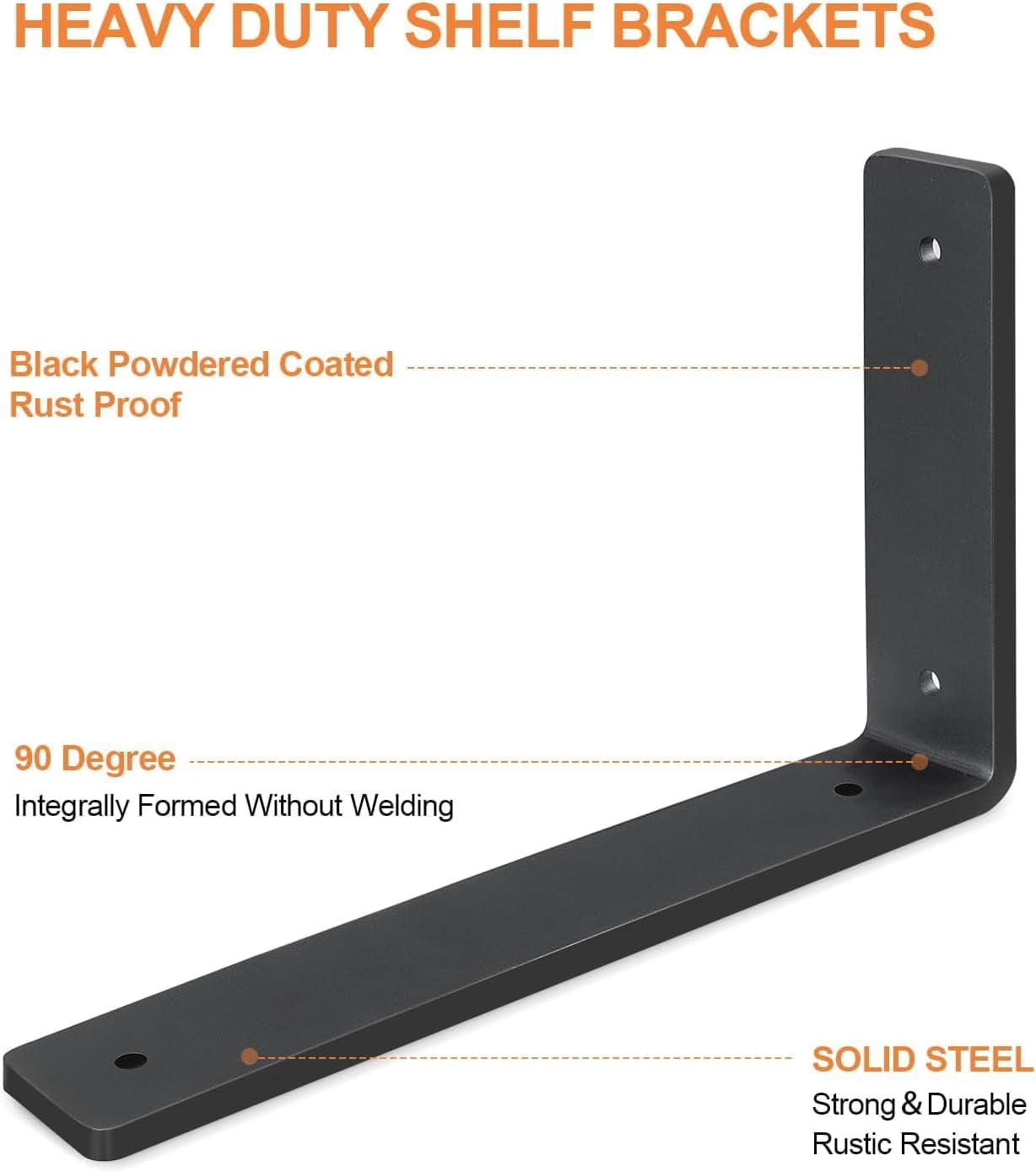 White Floating Shelf Bracket 12 Inch, 8 Pack Heavy Duty Shelf Brackets, Black Wall Shelf Bracket for DIY Decorative with Mounting Hardware