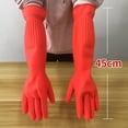 thumbnail image 3 of Rubber Extra Long Dishwashing Gloves, Heavy Duty Waterproof Household Cleaning Gloves for Kitchen Bathroom, Non-Slip Textured Fingers, 3 of 8