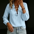 thumbnail image 5 of cocolona Ruffle V Neck Blouses for Women Long Sleeve Solid Color Shirts Fall Trendy Casual Vacation Outfits Tops, 5 of 5