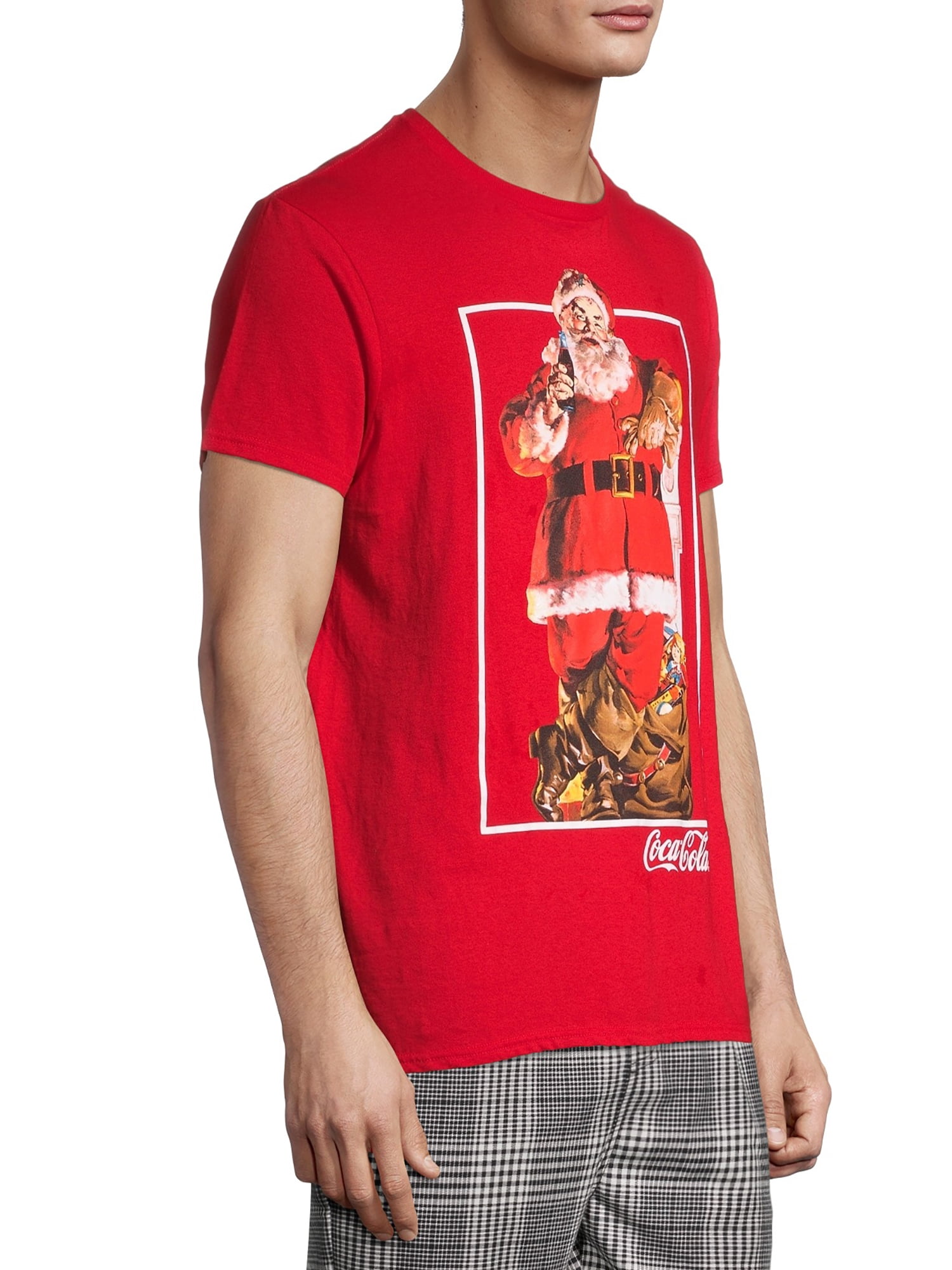 Coca Cola Santa Christmas Holiday Men's and Big Men's Graphic T-shirt