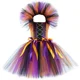thumbnail image 3 of Disfraz de bruja de Halloween para niñas, vestido elegante con tutú, disfraz de bruja malvada, atuendo para niños pequeños, vestido de fiesta de carnaval de Purim, 3 of 5