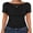 Black, variant on Women Boat Neck Tops Short Sleeve T-Shirts Ribbed Knit Tight Fitted Basic Tees Shirts 2026 Summer Clothes Navy Blue X-Large