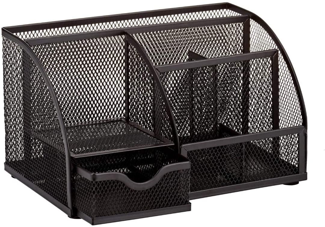 Office Desk Organizers and Accessories 6 Compartment Black Mesh