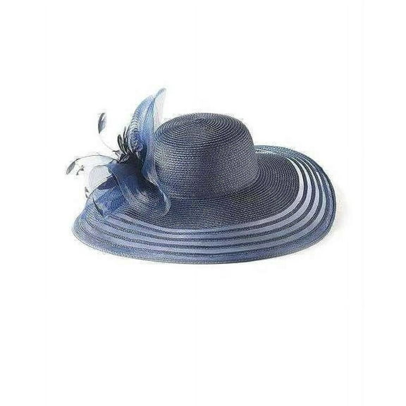 August Hat Sheer Wide-Brim Hat, 15.5″ Navy