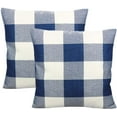 thumbnail image 1 of 2Pack Plaids de Bison Automne Décoratif Porche Extérieur Coussin Couvre L'action de Grâce Ferme Rétro Check Checkers Rustique Coussin Automne Décorations de la Maison pour Canapé Chambre Canapé 18x18'' (Bleu et Blanc), 1 of 5