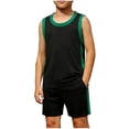 thumbnail image 2 of Afuyipoi 2-Piece Athletic Sets For Boys（For 4-14）, Breathable Lightweight Elastic Waist Quickly Dry Soccer Tranning Sleeveless Outfit Black 10-11 Years, 2 of 5