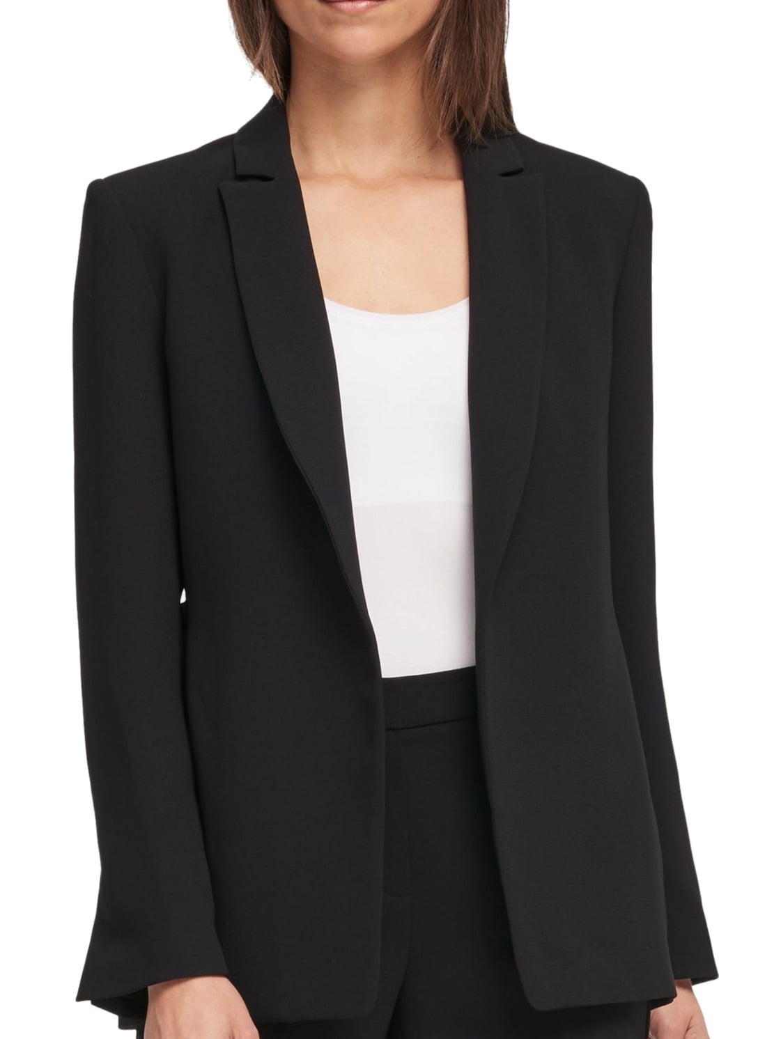 DKNY Womens Blazer Open Front Ruffle Back Notched Collar 2 Walmart