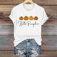 thumbnail image 4 of WHEANG Shirts for Women Autumn Pumpkin Embroidery Print Casual T Shirt Hello Pumpkin Short Sleeve Tops for Women Casual Loose Fit Holiday Womens Tops White L, 4 of 4